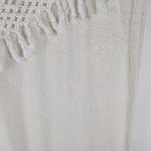 Anthropologie Knotted Macrame Overlay Shower Curtain Ivory Cotton Boho Fringe - Picture 9 of 12